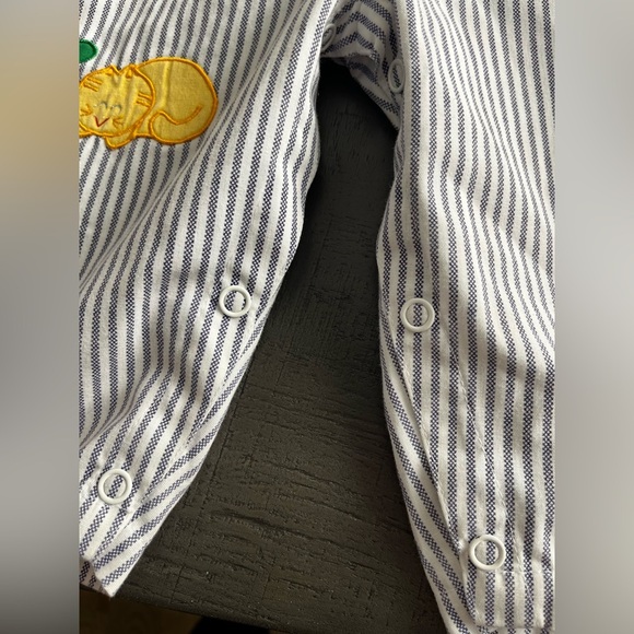 Vintage Sears Baby Romper ABC Animal Print Striped Blue White – Size 20 - Picture 3 of 7